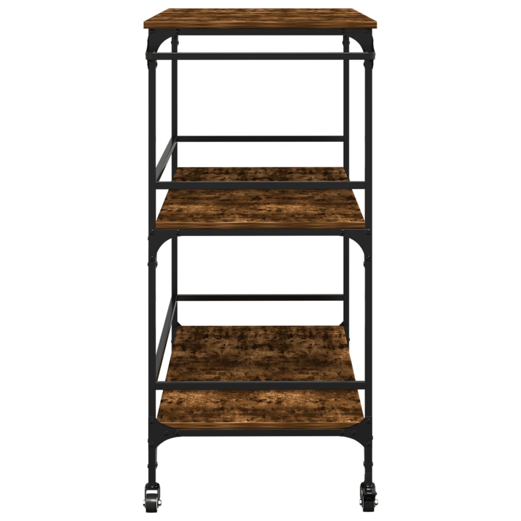 vidaXL Kitchen Trolley Smoked Oak 100.5x50x105 cm Engineered Wood