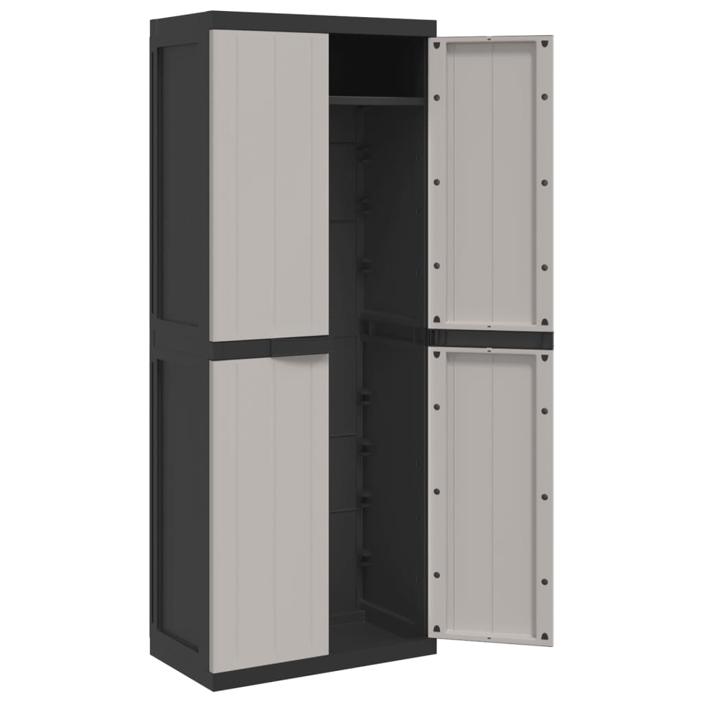 vidaXL Outdoor Storage Cabinet Grey and Black 65x37x165 cm PP