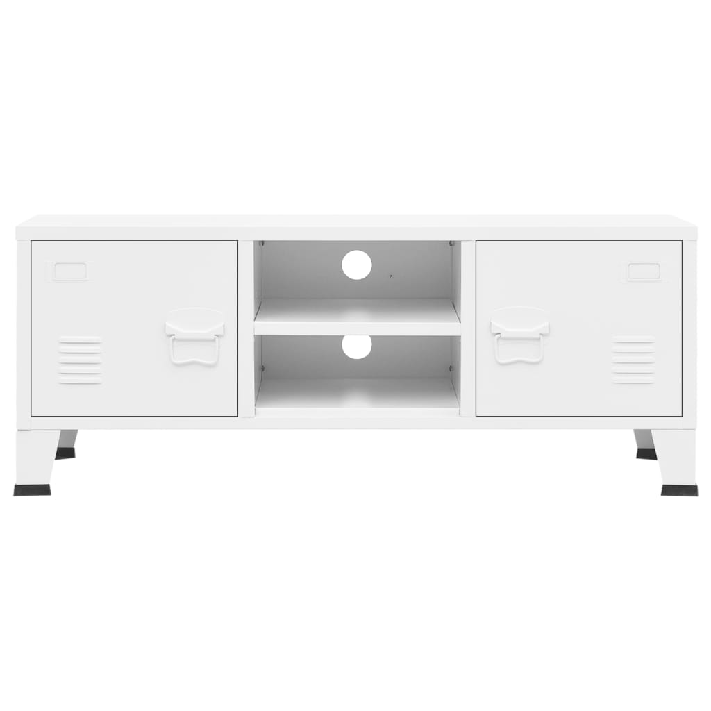 vidaXL Industrial TV Cabinet White 105x35x42 cm Metal