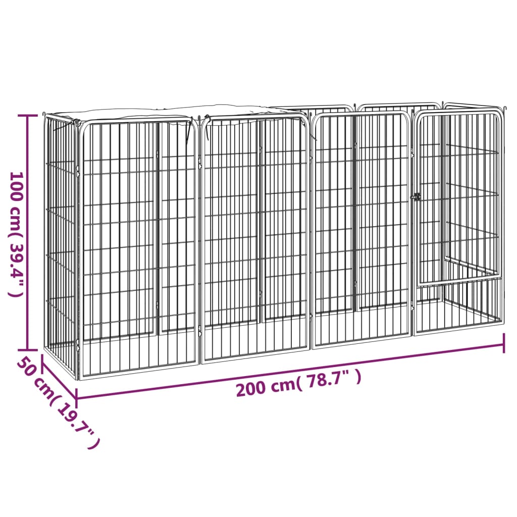 vidaXL 10-Panel Dog Playpen Black 50x100 cm Powder-coated Steel