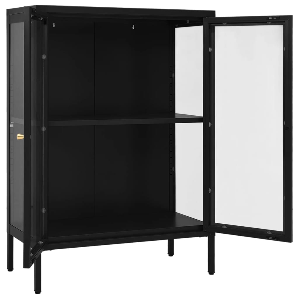 vidaXL Sideboard Black 75x35x105 cm Steel and Glass