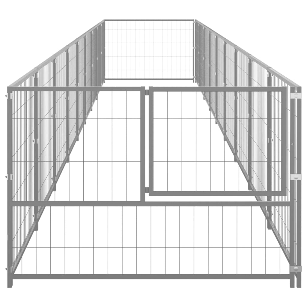 vidaXL Dog Kennel Silver 9 m² Steel