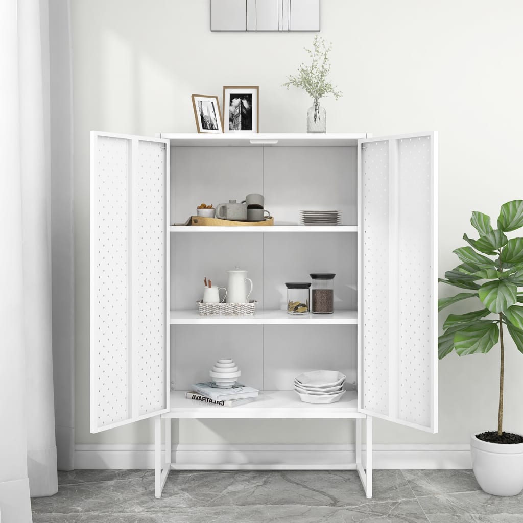 vidaXL Highboard White 80x35x135 cm Steel