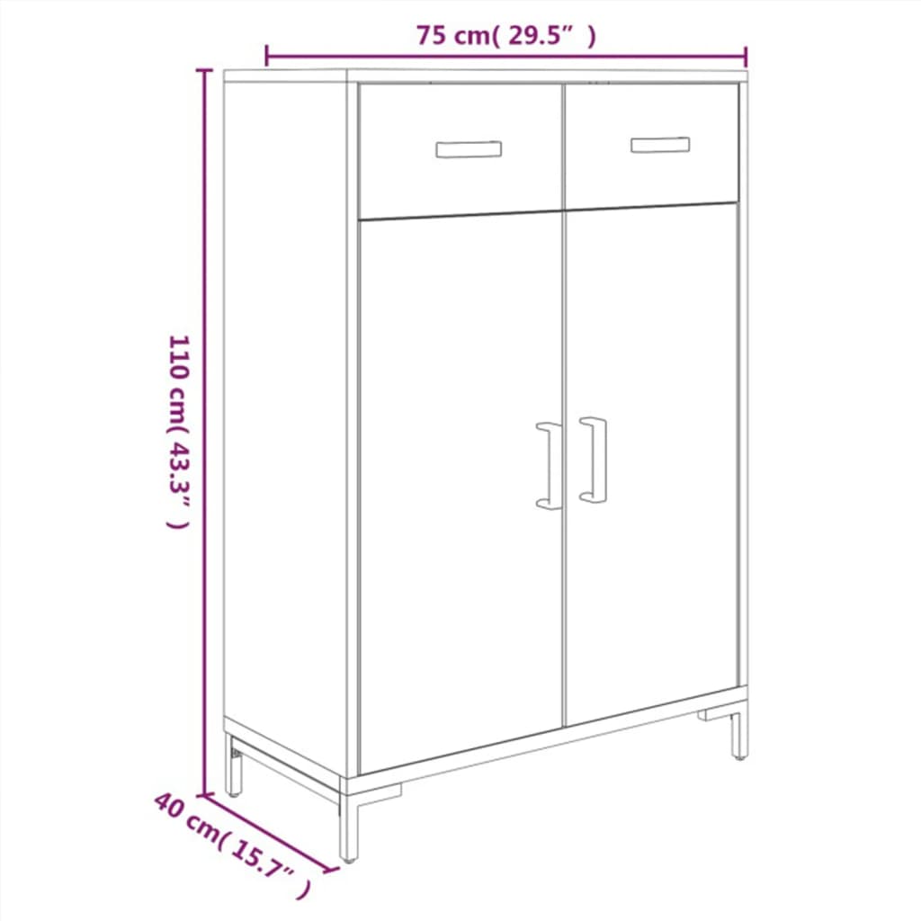 vidaXL Shoe Rack Black 75x40x110 cm Solid Pinewood