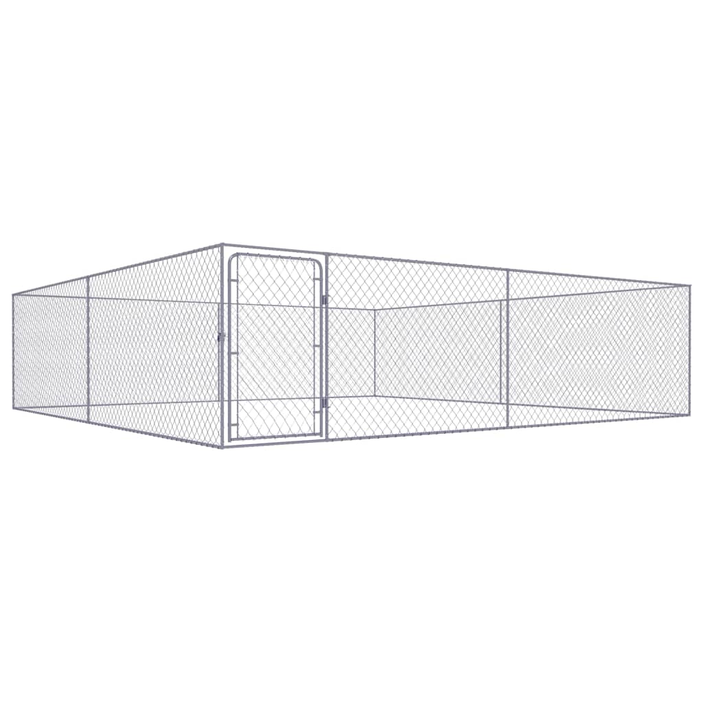vidaXL Outdoor Dog Kennel Galvanised Steel 4x4x1 m vidaXL