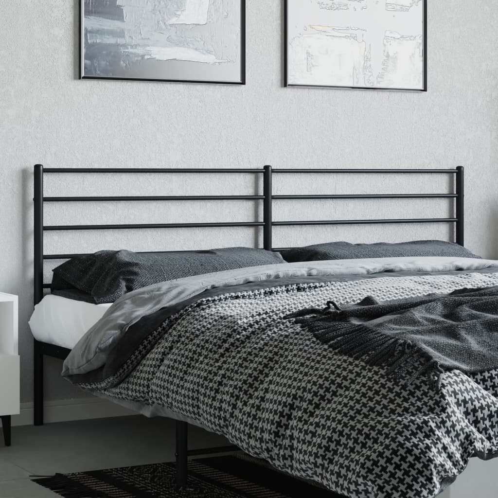 vidaXL Metal Headboard Black 180 cm