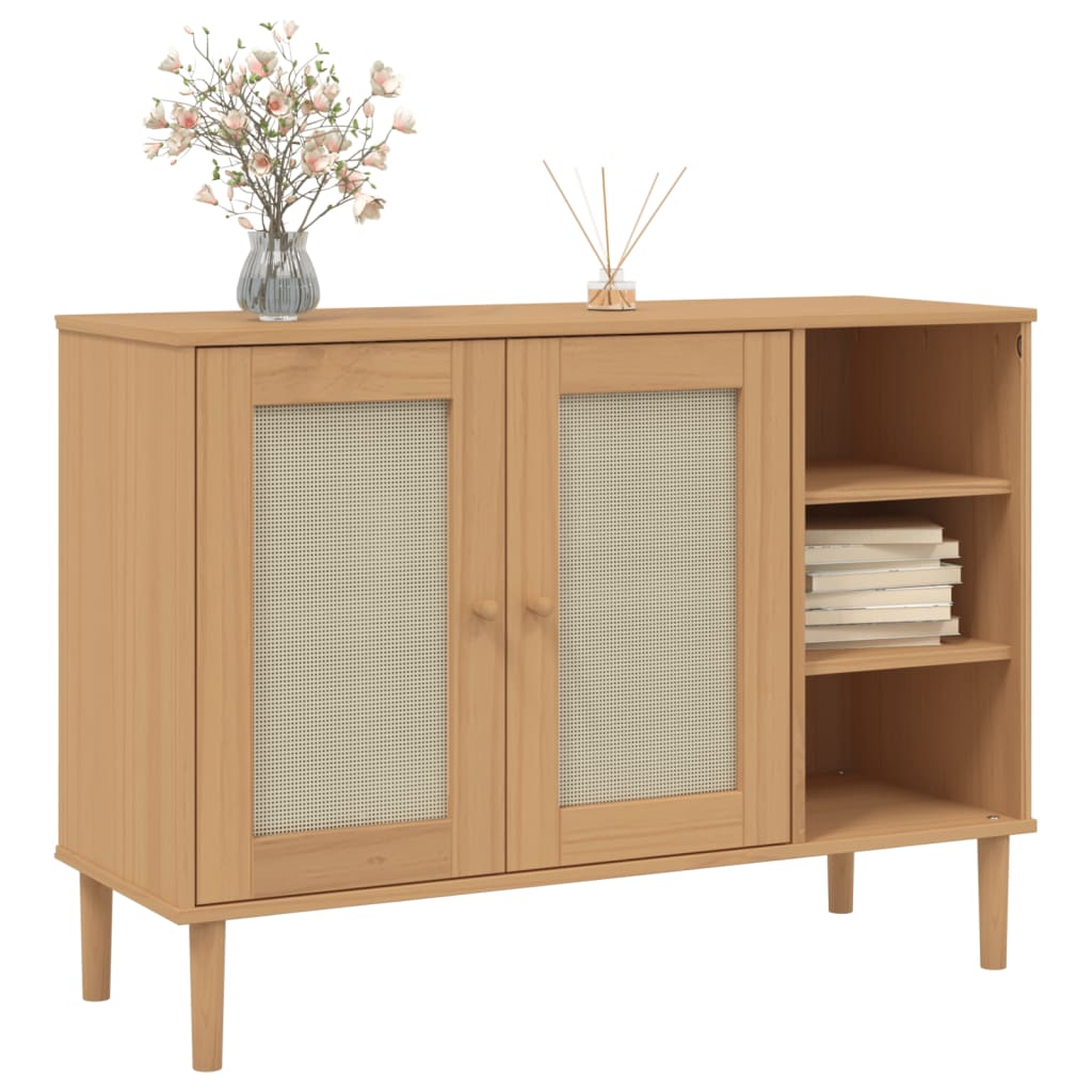 vidaXL Sideboard SENJA Rattan Look Brown 112x40x80cm Solid Wood Pine