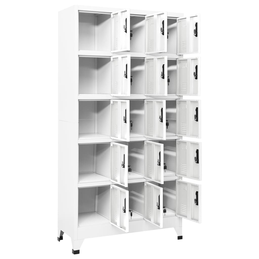 vidaXL Locker Cabinet White 90x40x180 cm Steel