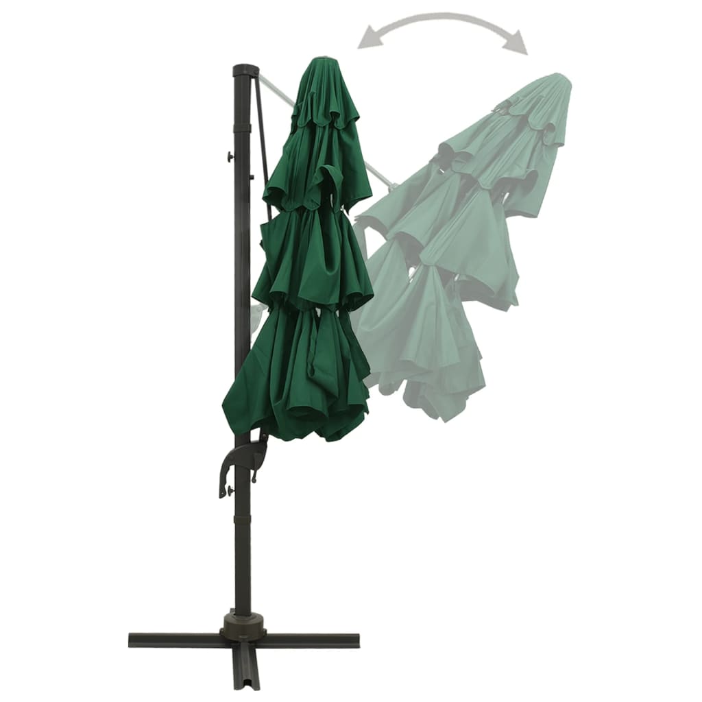 vidaXL 4-Tier Garden Parasol with Aluminium Pole Green 3x3 m