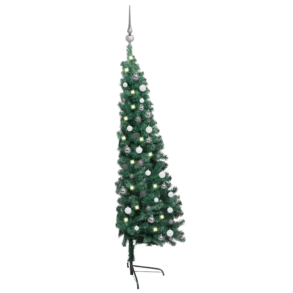 vidaXL Artificial Half Pre-lit Christmas Tree with Ball Set Green 150 cm