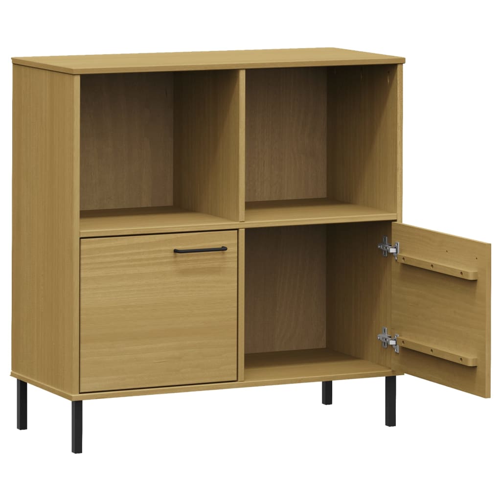 vidaXL Bookcase with Metal Legs Brown 90x35x90.5 cm Solid Wood OSLO