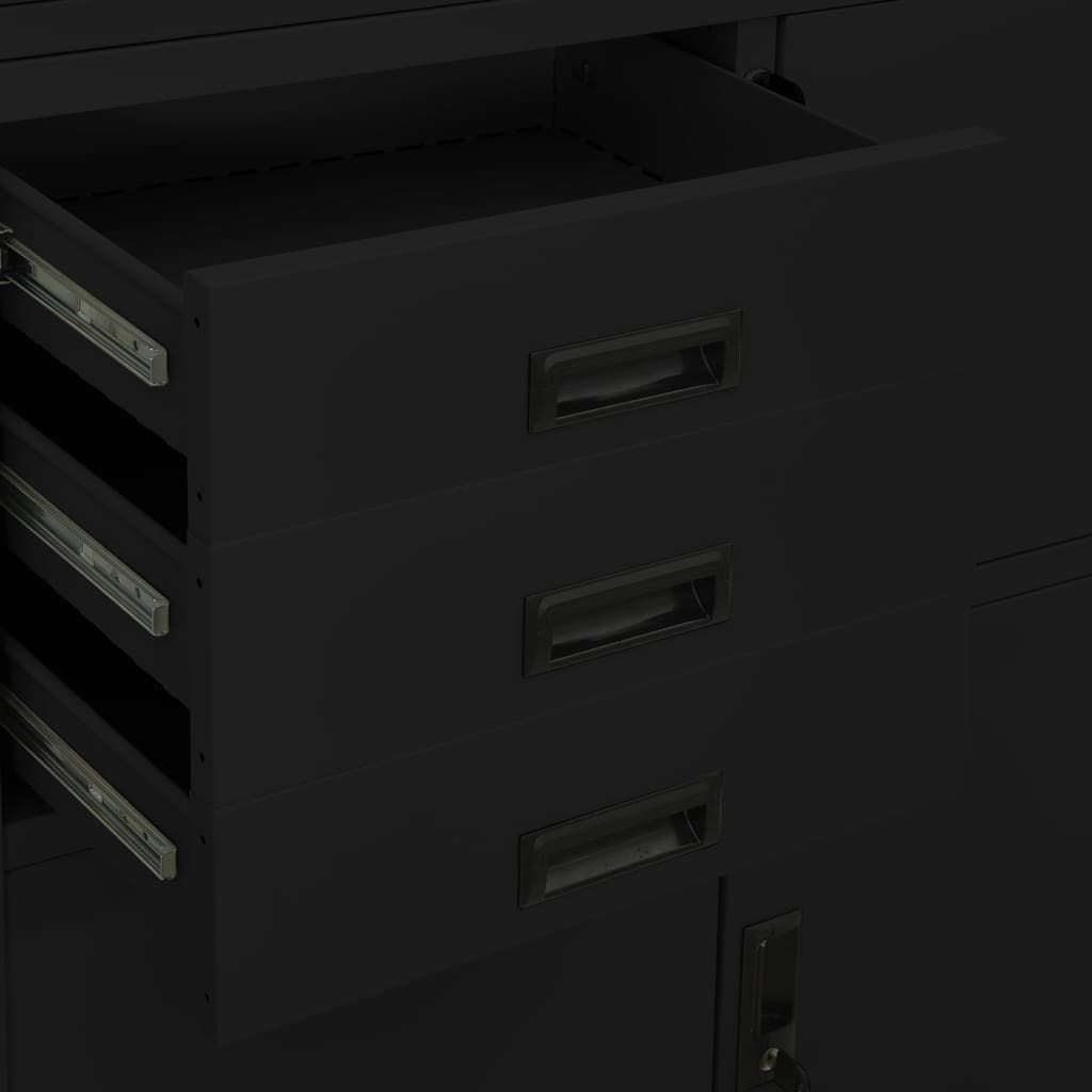 vidaXL Office Cabinet Black 90x40x180 cm Steel