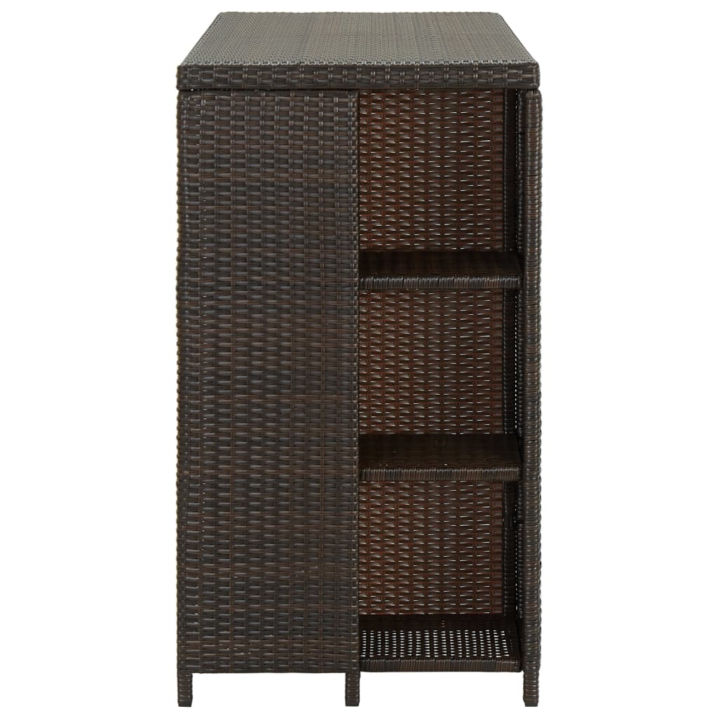 vidaXL Bar Table with Storage Rack Brown 120x60x110 cm Poly Rattan