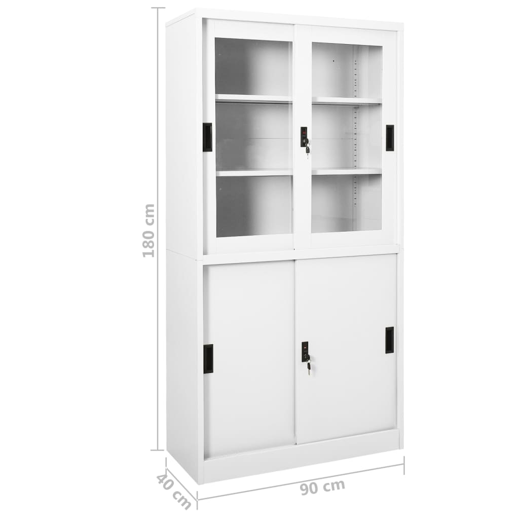 vidaXL Office Cabinet with Sliding Door White 90x40x180 cm Steel