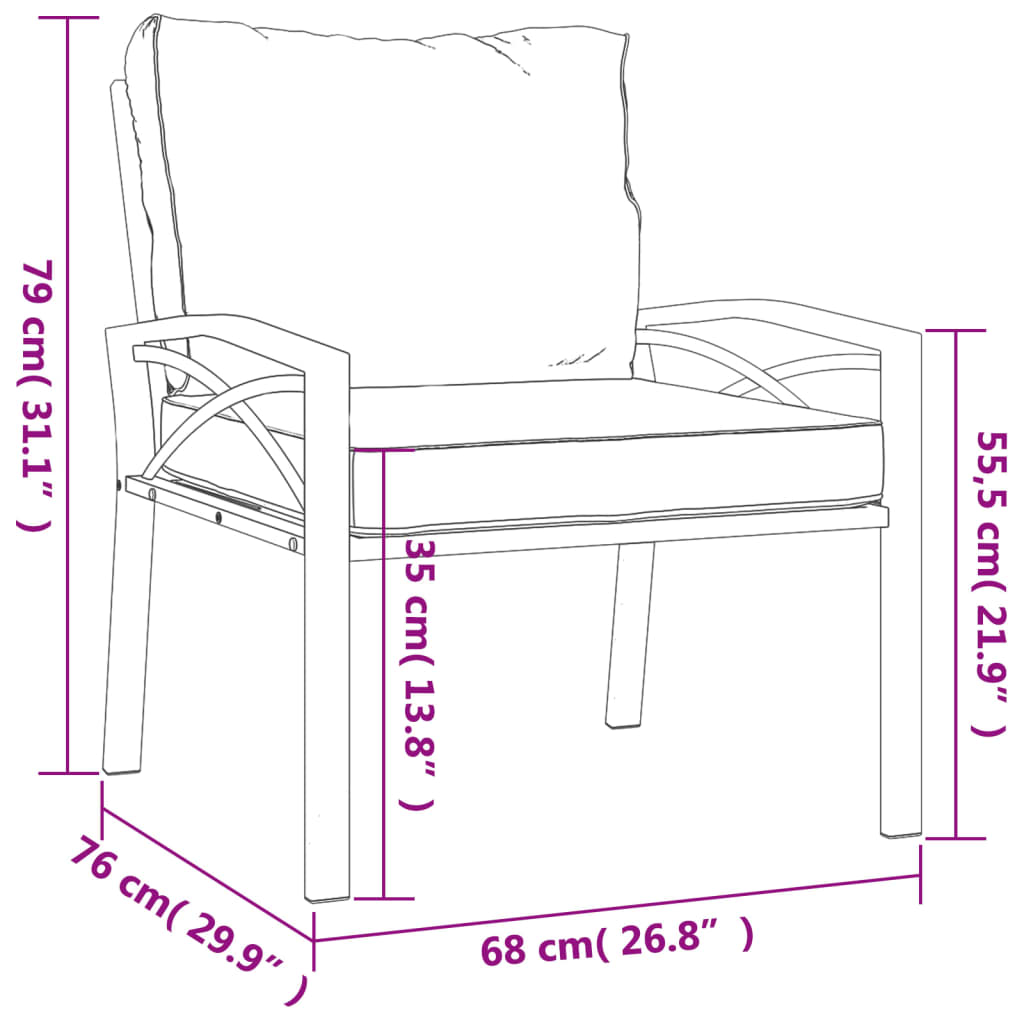 vidaXL Garden Chair with Sand Cushions 68x76x79 cm Steel