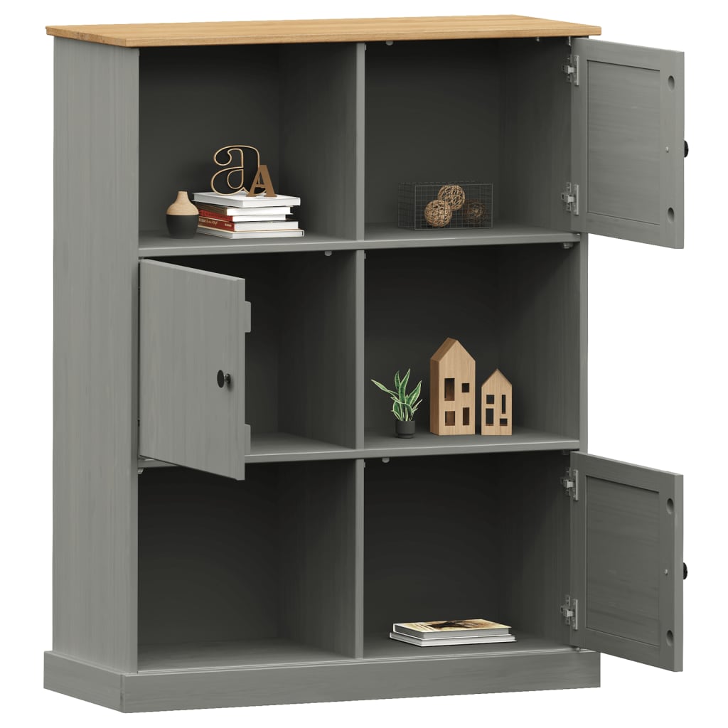 vidaXL Bookcase VIGO Grey 90x35x114.5 cm Solid Wood Pine