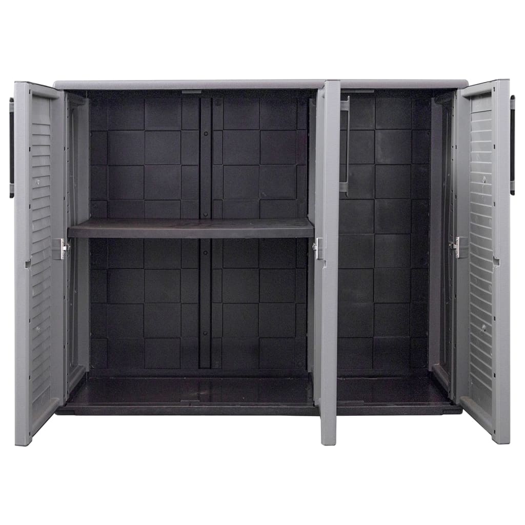 vidaXL Garden Storage Cabinet Grey and Black 102x37x84 cm PP