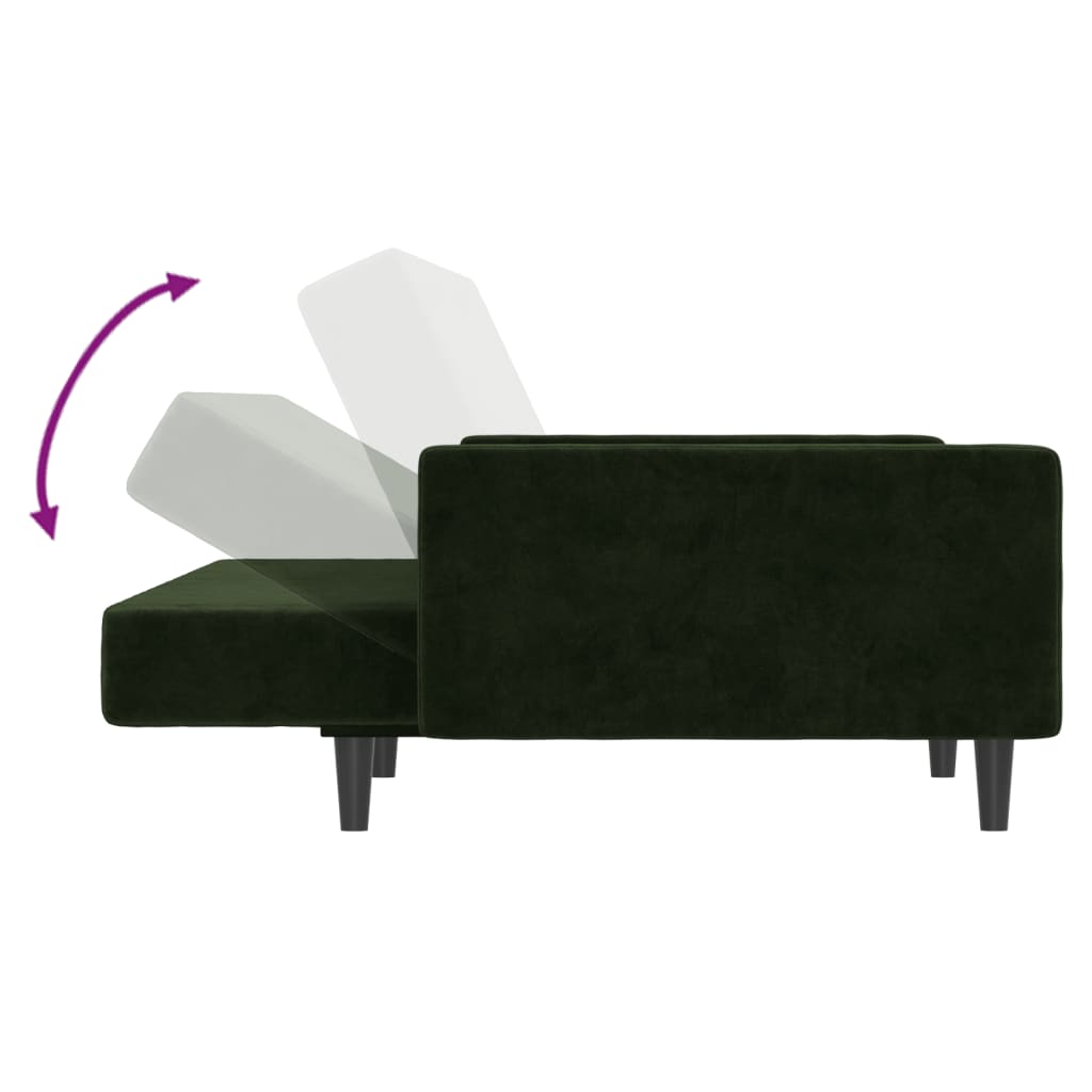 vidaXL 2-Seater Sofa Bed Dark Green Velvet