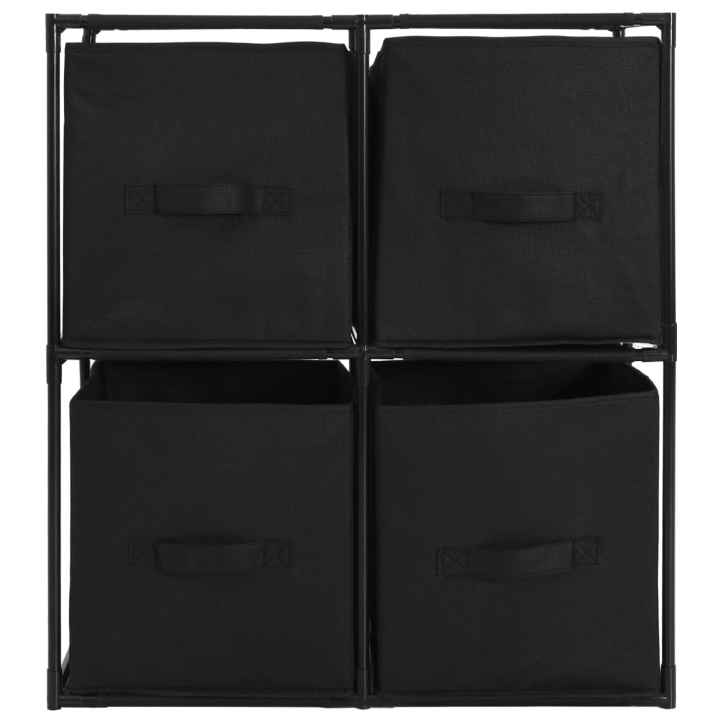 vidaXL Storage Cabinet with 4 Fabric Baskets Black 63x30x71 cm Steel