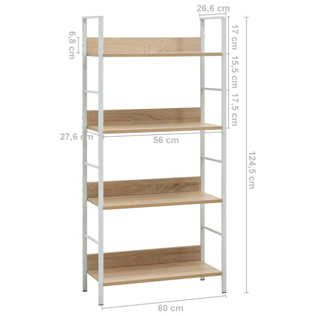 vidaXL 4-Layer Book Shelf Oak 60x27.6x124.5 cm Engineered Wood