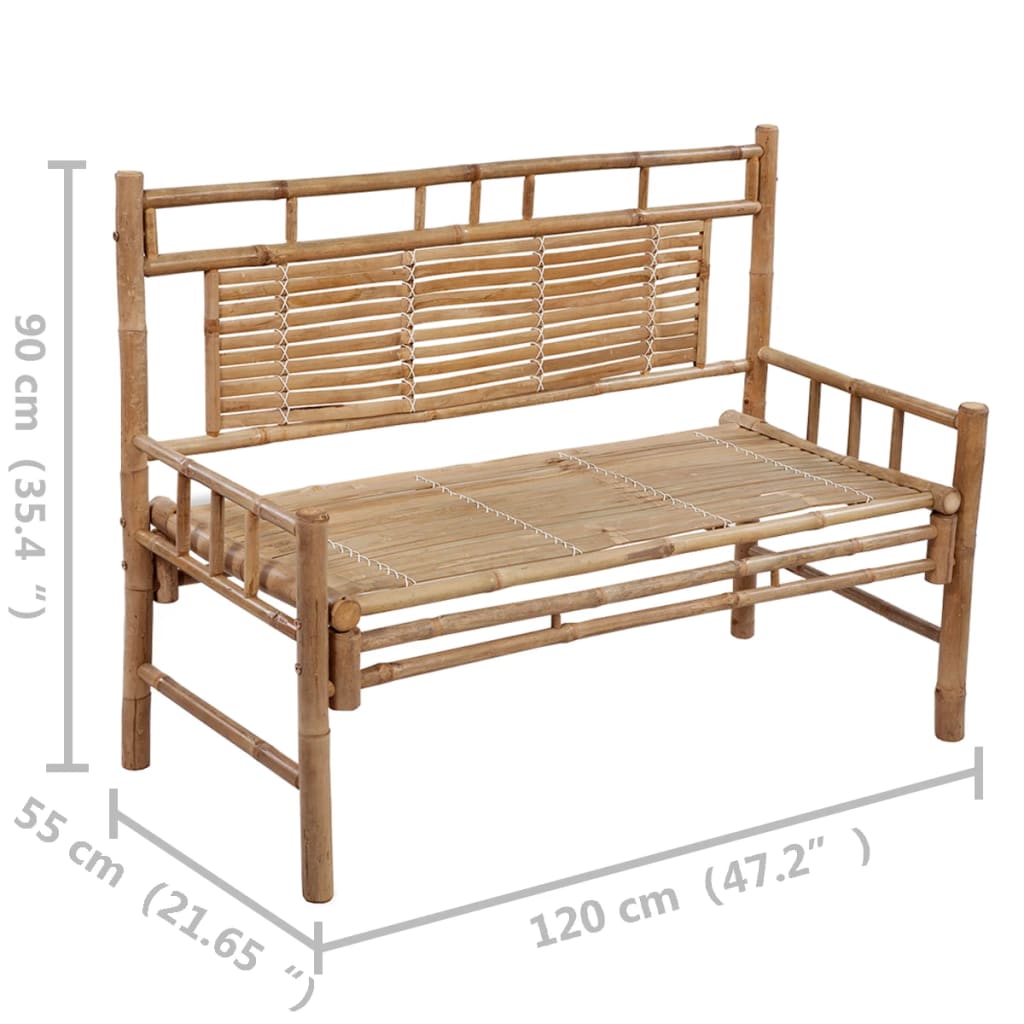 vidaXL Garden Bench with Cushion 120 cm Bamboo