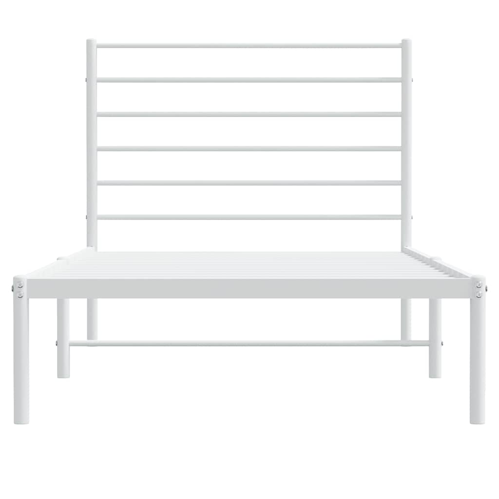 vidaXL Metal Bed Frame without Mattress with Headboard White 100x190cm