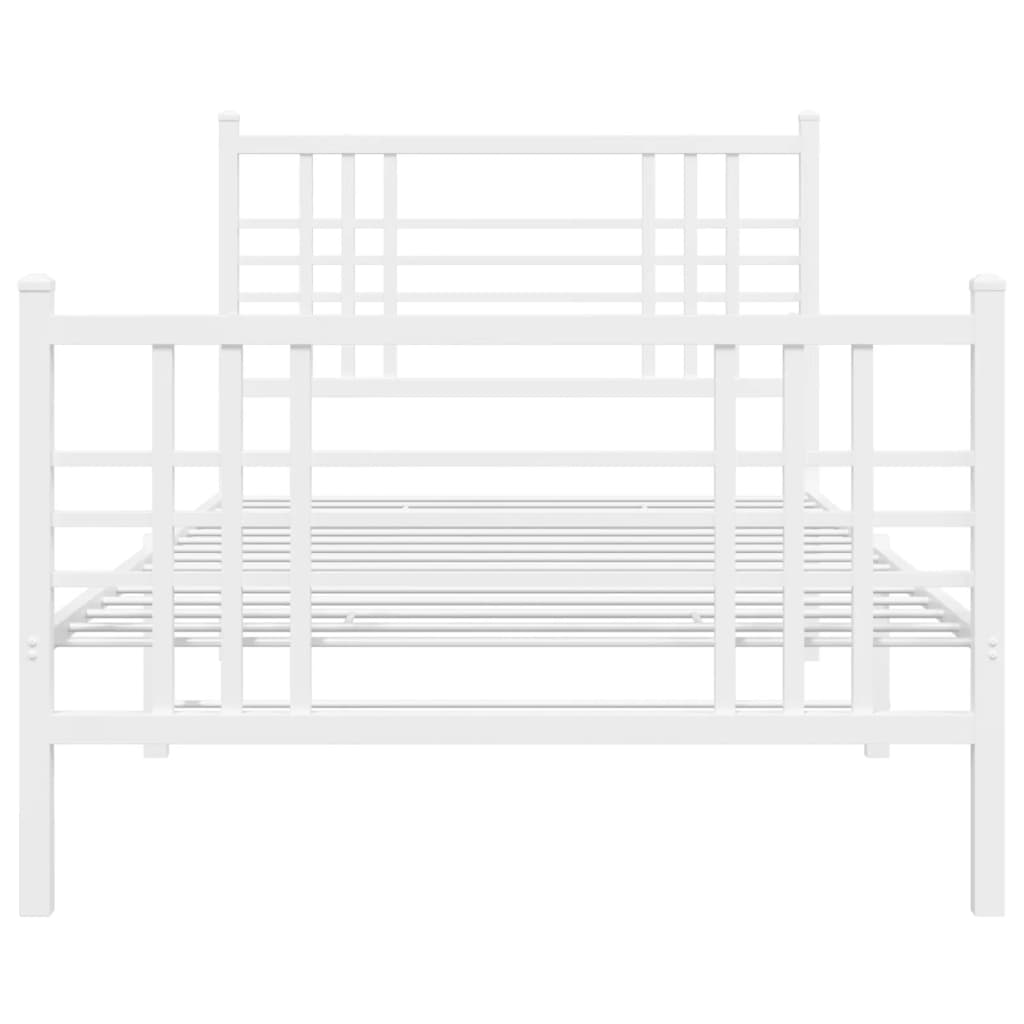 vidaXL Metal Bed Frame without Mattress with Footboard White 100x200 cm