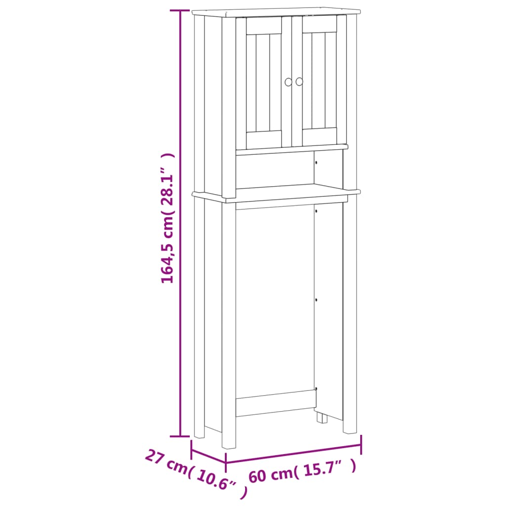 vidaXL Over-the-Toilet Storage BERG Black 60x27x164.5 cm Solid Wood