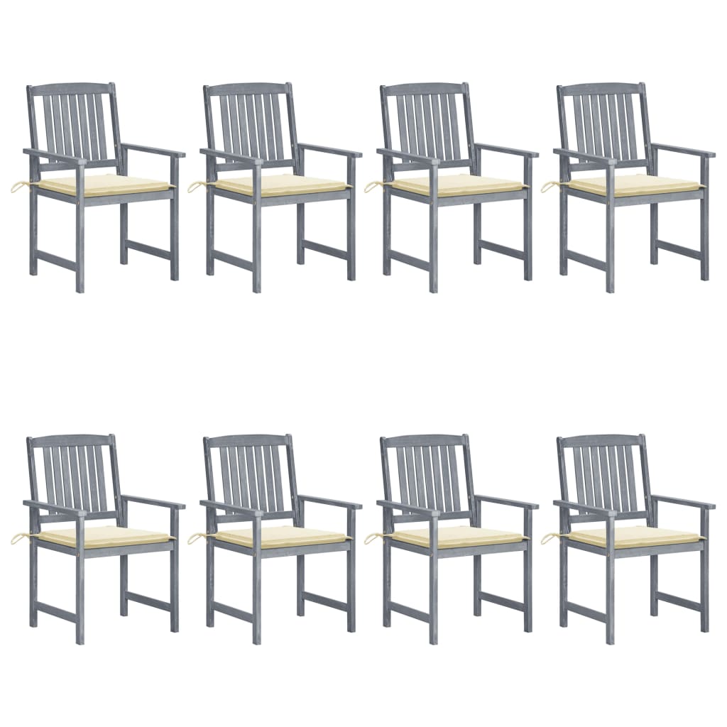 vidaXL Garden Chairs with Cushions 8 pcs Solid Acacia Wood Grey
