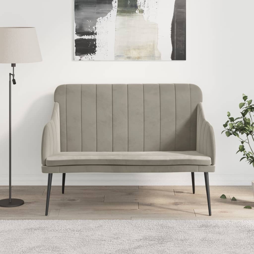 vidaXL Bench Light Grey 110x76x80 cm Velvet