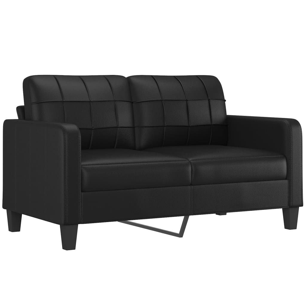 vidaXL 3 Piece Sofa Set with Pillows Black Faux Leather