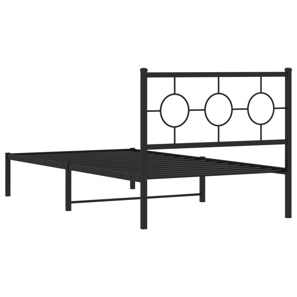 vidaXL Metal Bed Frame with Headboard Black 100x200 cm
