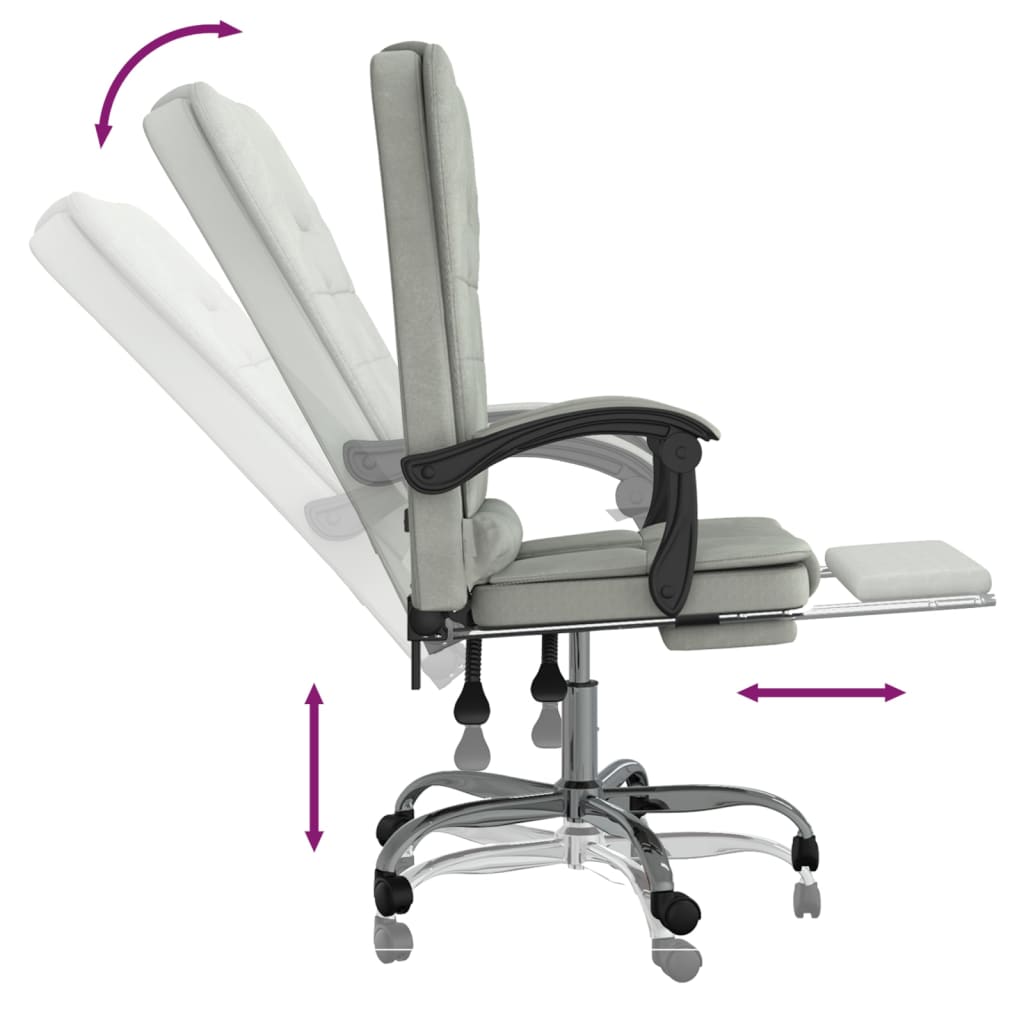 vidaXL Massage Reclining Office Chair Light Grey Velvet