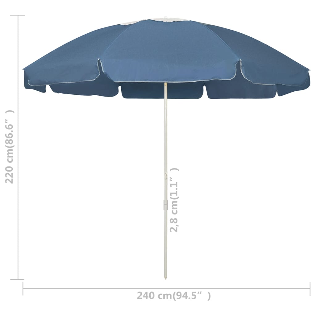 vidaXL Beach Parasol Blue 240 cm