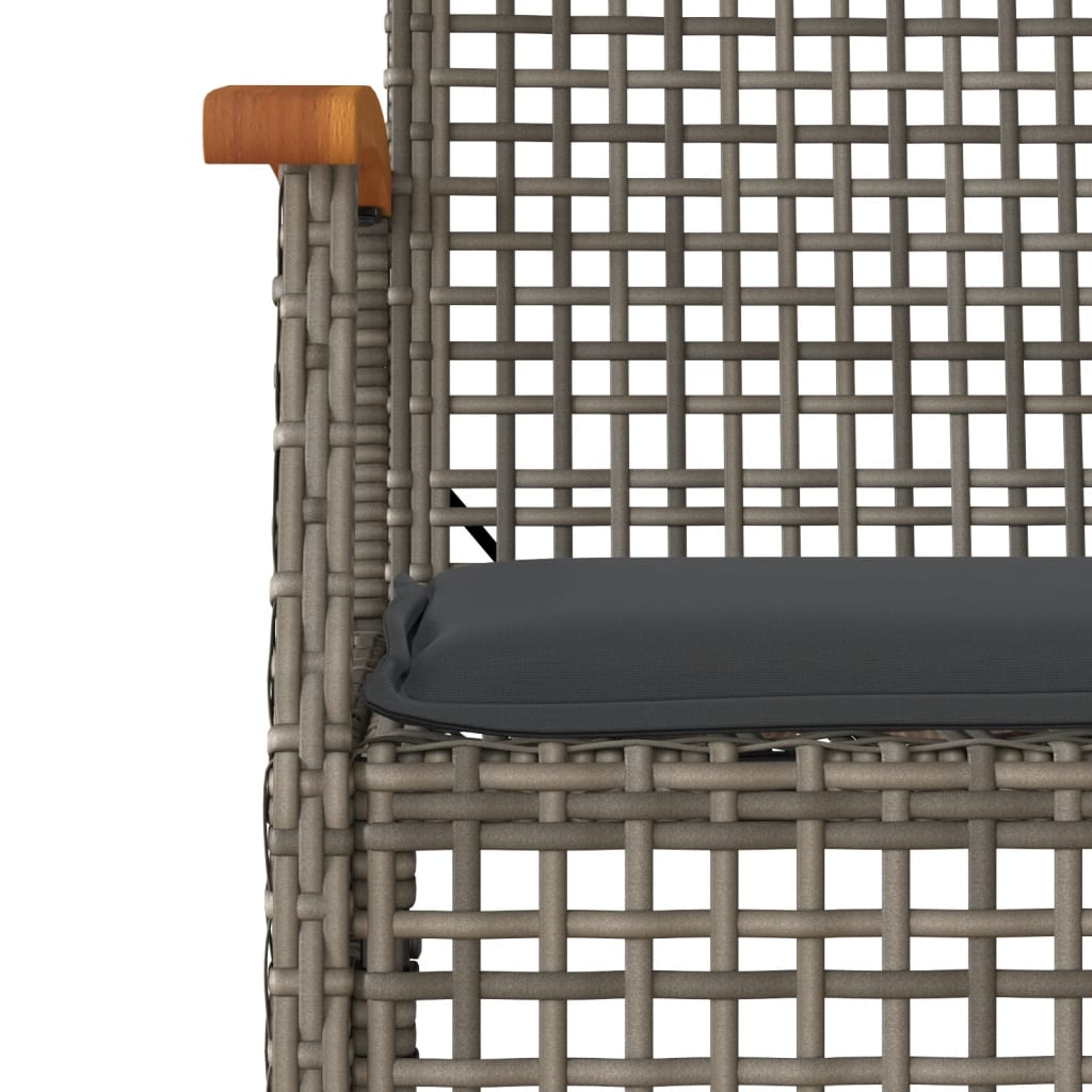 vidaXL 3 Piece Garden Dining Set with Cushions Grey Poly Rattan