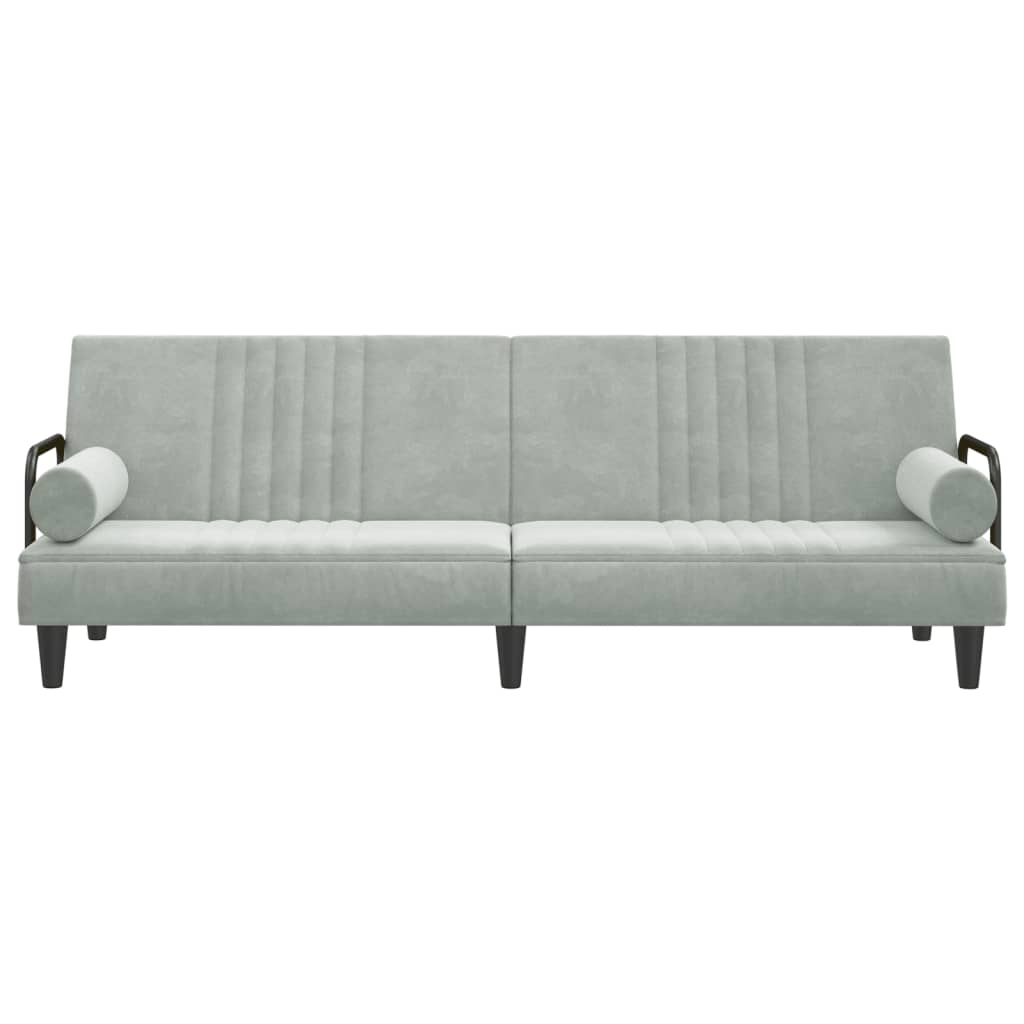 vidaXL Sofa Bed with Armrests Light Grey Velvet