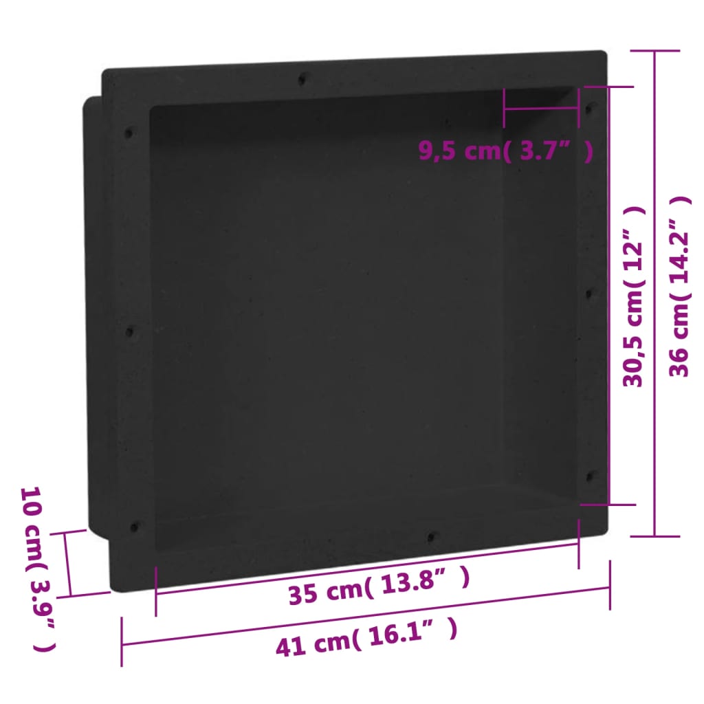 vidaXL Shower Niche Matt Black 41x36x10 cm