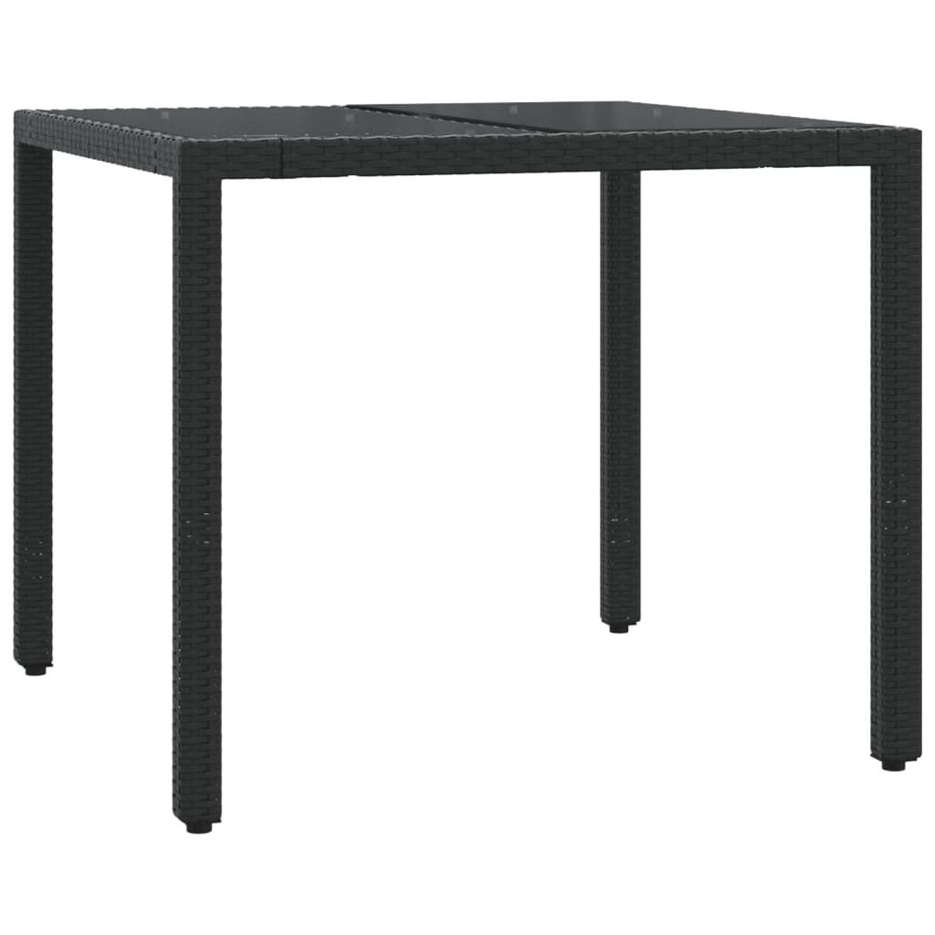vidaXL 5 Piece Garden Dining Set with Cushions Black Poly Rattan