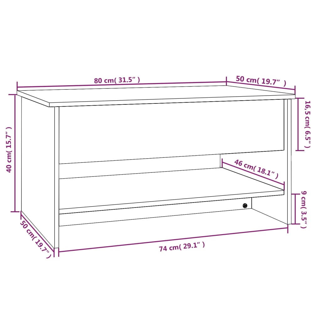 vidaXL Coffee Table Black 80x50x40 cm Engineered Wood