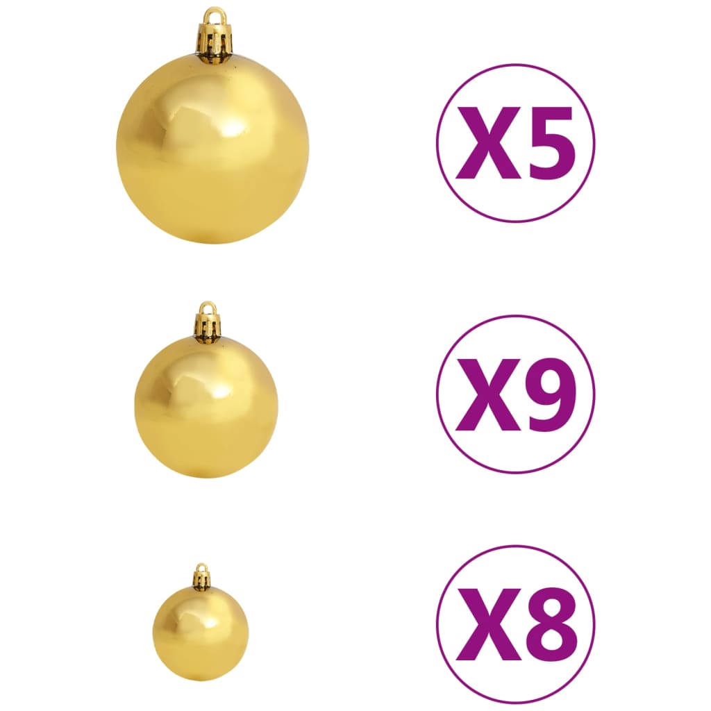 vidaXL Artificial Pre-lit Christmas Tree with Ball Set 180 cm Green