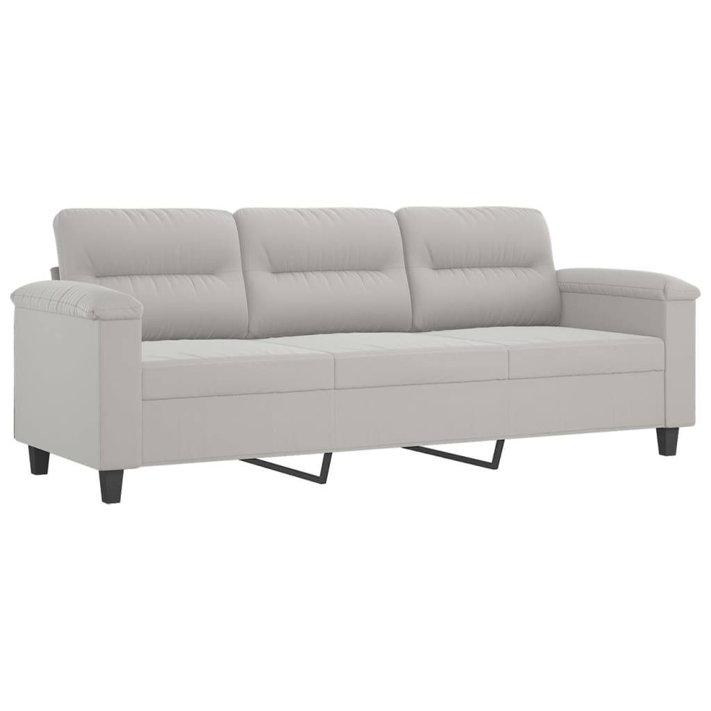 vidaXL 3-Seater Sofa Light Grey 180 cm Microfibre Fabric