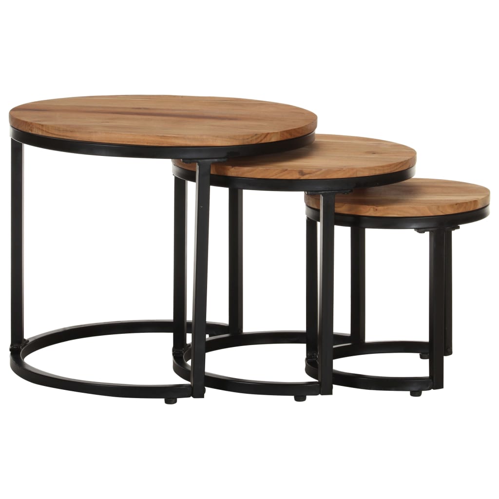 vidaXL Side Tables 3 pcs Solid Acacia Wood