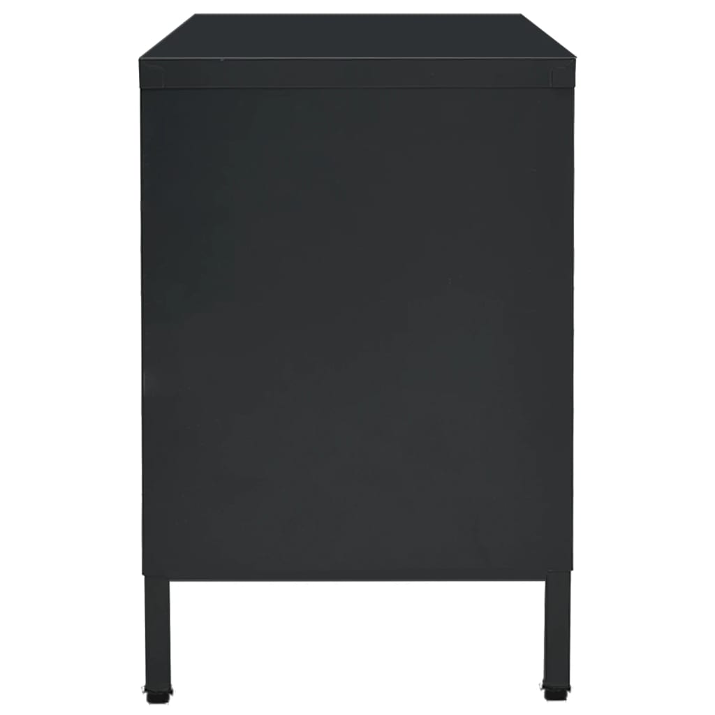 vidaXL TV Cabinet Black 105x35x52 cm Steel and Glass