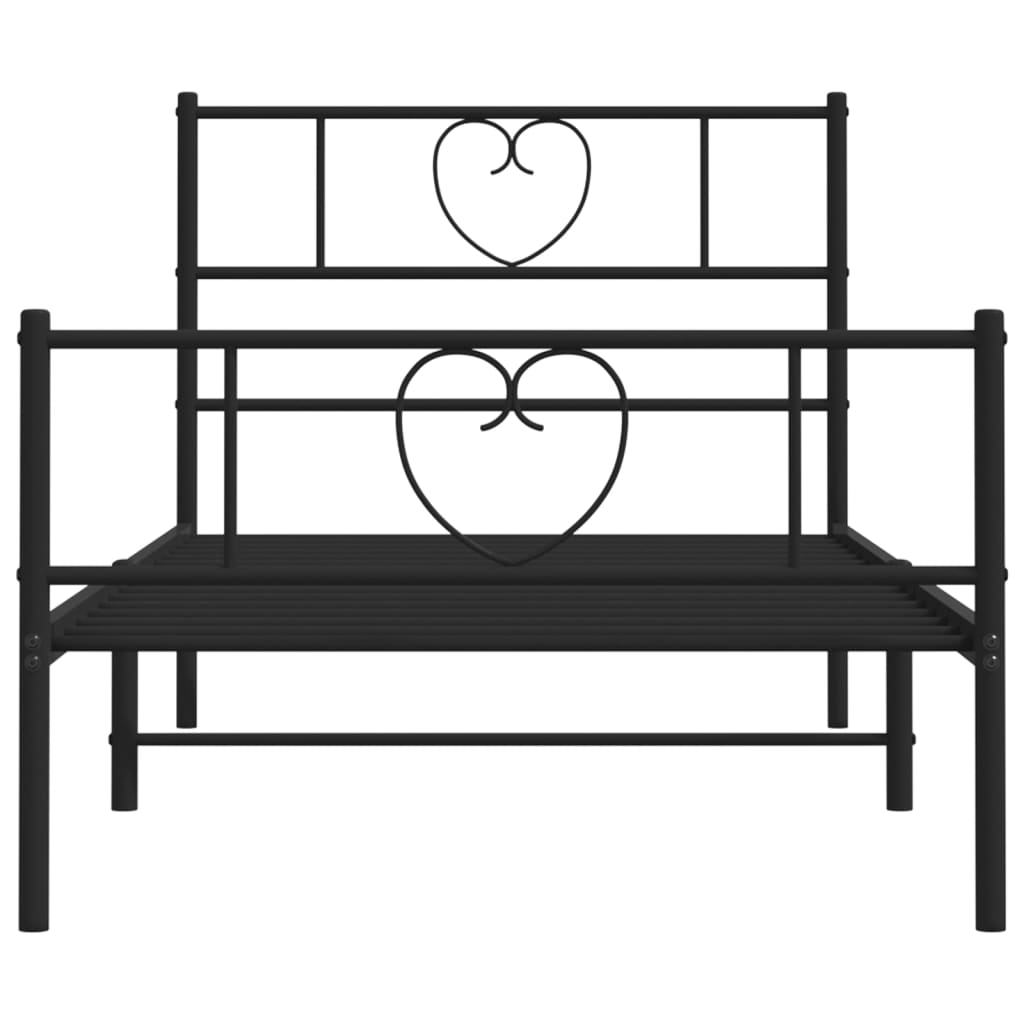 vidaXL Metal Bed Frame without Mattress with Footboard Black 100x200 cm