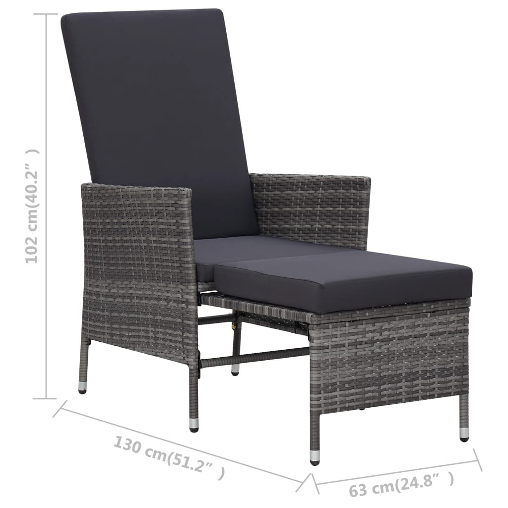 vidaXL 3 Piece Garden Lounge Set with Cushions Poly Rattan Grey