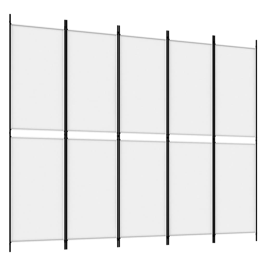 vidaXL 5-Panel Room Divider White 250x200 cm Fabric