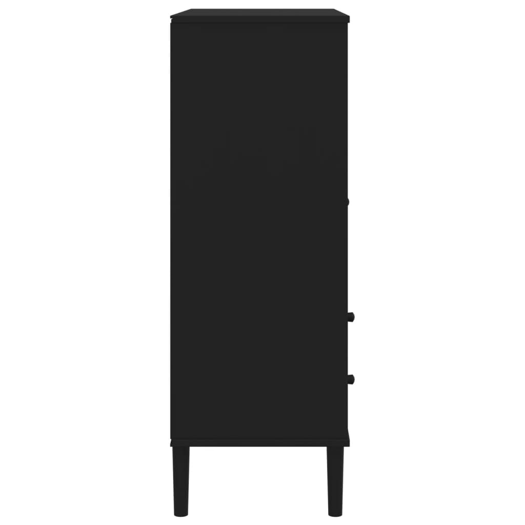 vidaXL Highboard SENJA Rattan Look Black 90x40x112 cm Solid Wood Pine