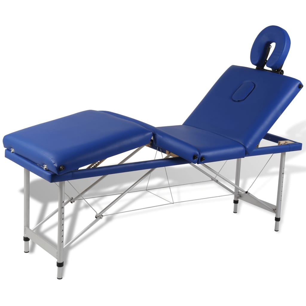 Blue Foldable Massage Table 4 Zones with Aluminium Frame