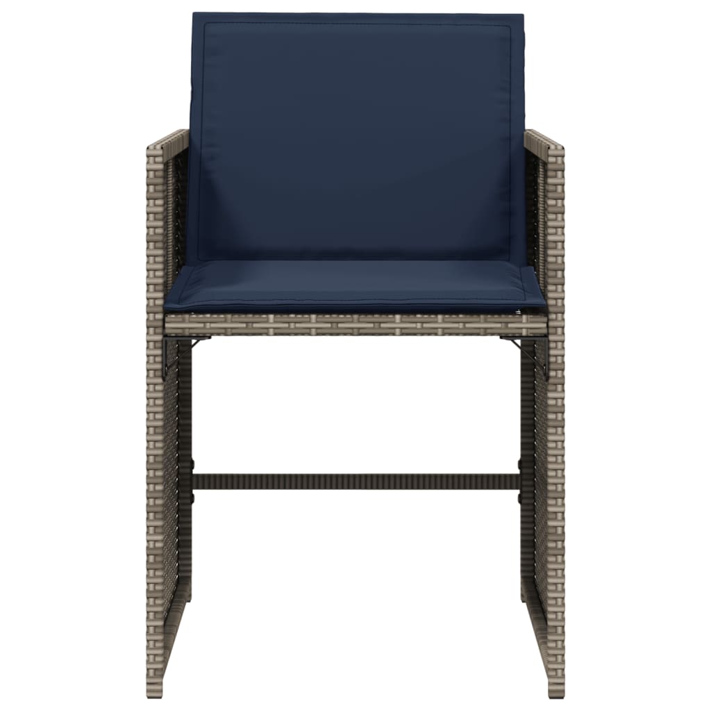 vidaXL Garden Chairs with Cushions 4 pcs Grey Poly Rattan