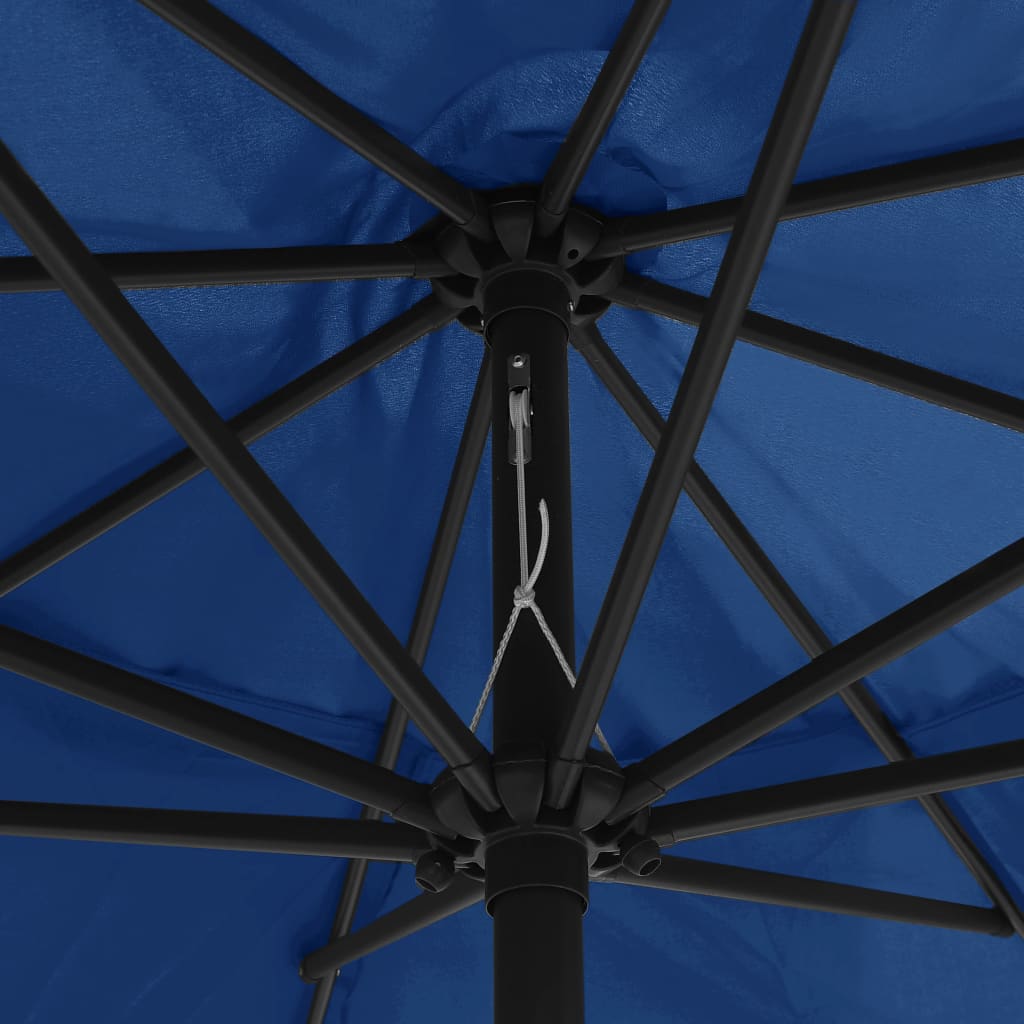 vidaXL Garden Parasol with Metal Pole 390 cm Azure Blue